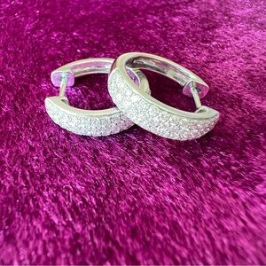 White gold Pave Huggie Earrings